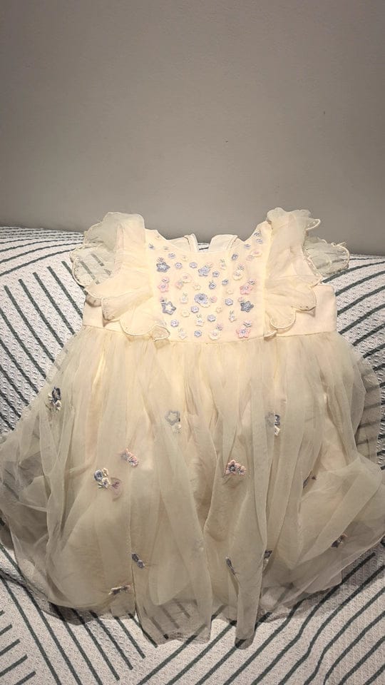 Customer photo review of Dave&Bella Girls Toddler Summer Yellow Mesh Princess Dress