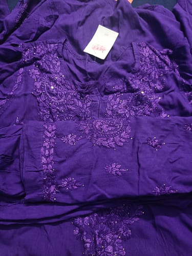 Customer photo review of Purple 2 piece Rayon Mukaish set