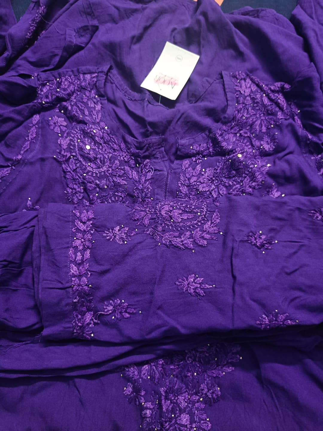 Customer photo review of Purple 2 piece Rayon Mukaish set