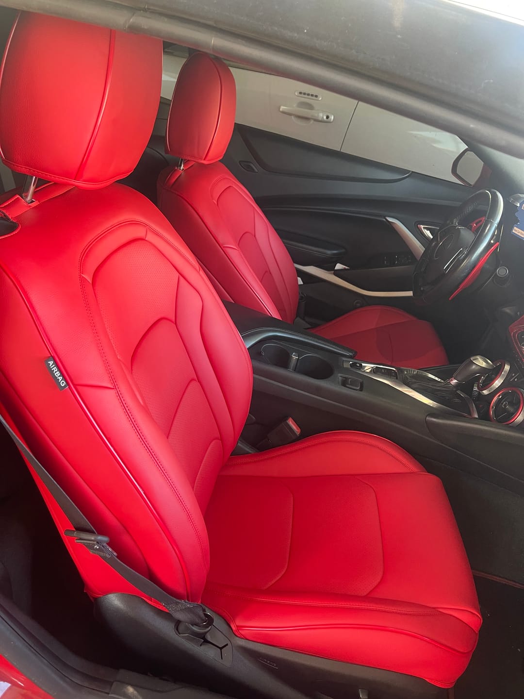 Customer photo review of 6th Gen Camaro Convertible Custom Leather Seat Covers