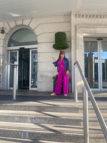 Customer photo review of Mollie Magenta Wrap Jumpsuit