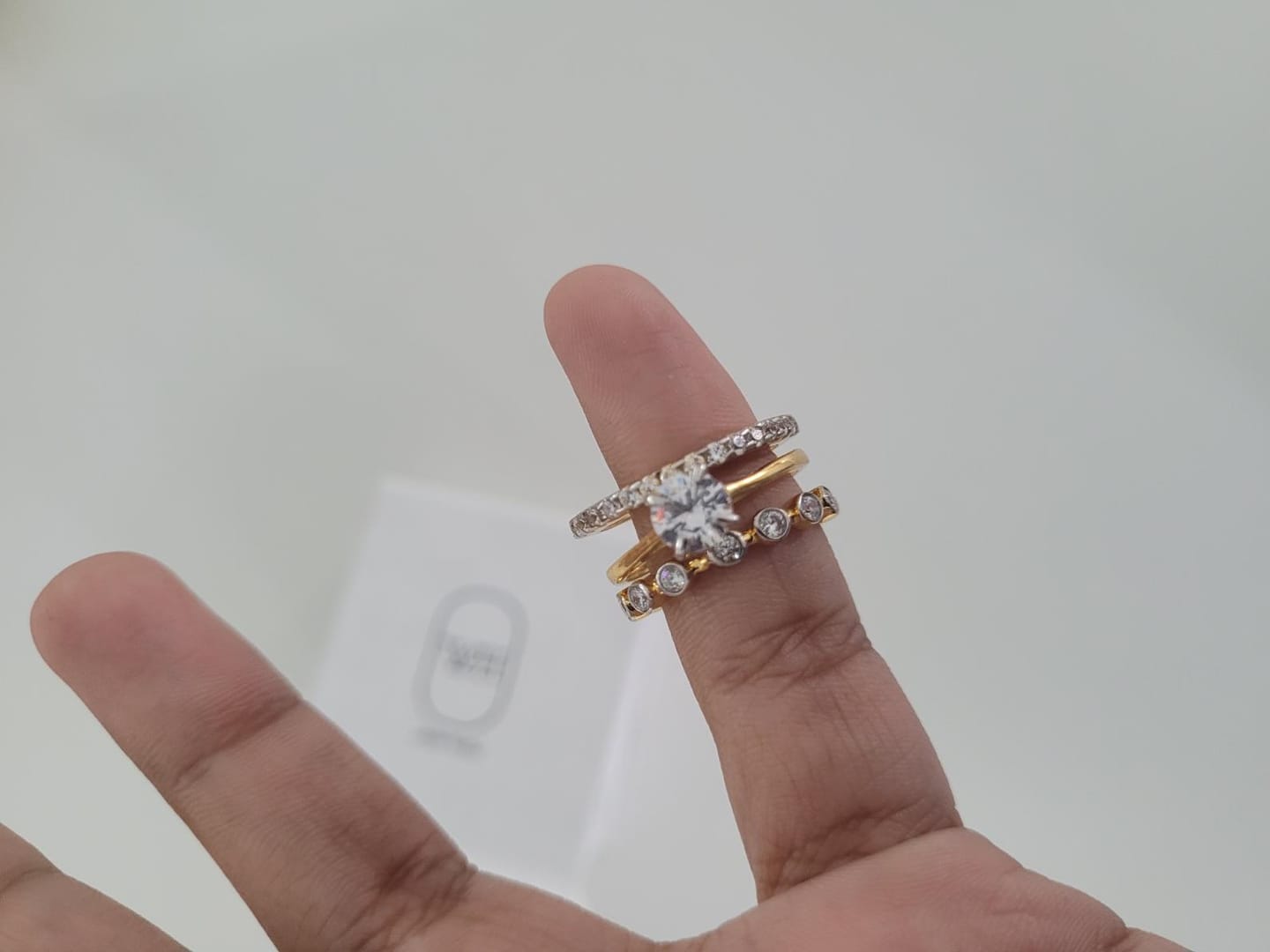 Customer photo review of Adira Stackable Diamond Rings 92.5 Sterling Silver