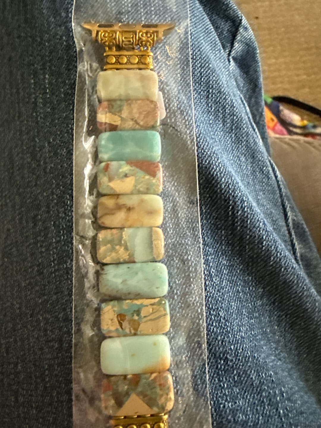 Customer photo review of Earth Amazonite Stretch Apple Watch Strap