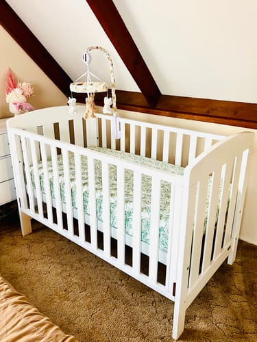 Customer photo review of Cot Waterproof Sheet - Organic Leaf