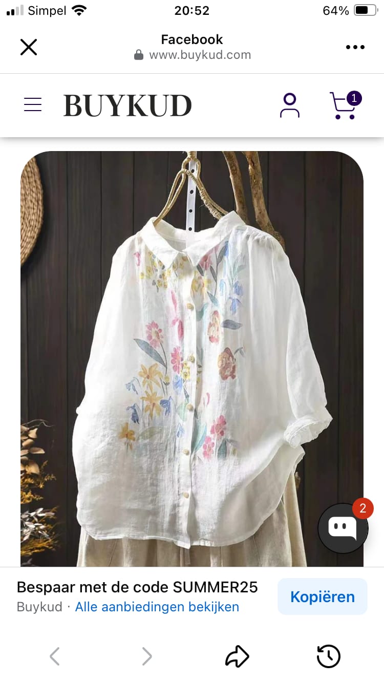 Customer photo review of Women Artsy Summer Flower Print Ramie Blouse