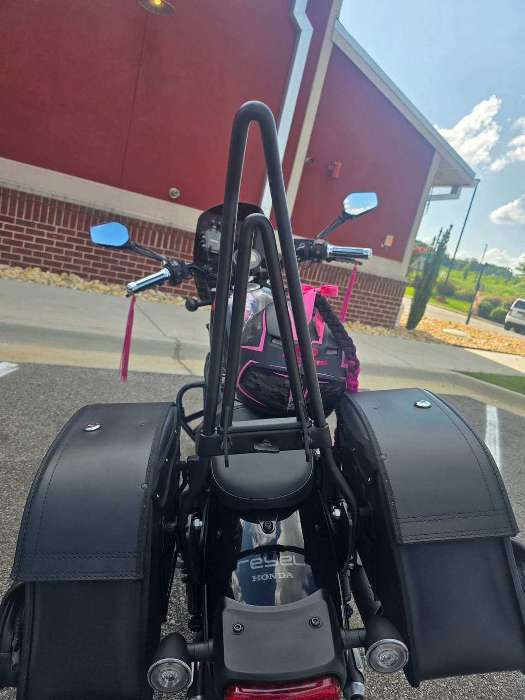 Customer photo review of Iron Born Blade 25" Sissy Bar with Foldable Luggage Rack for Honda Rebel 300/ABS Matte Black