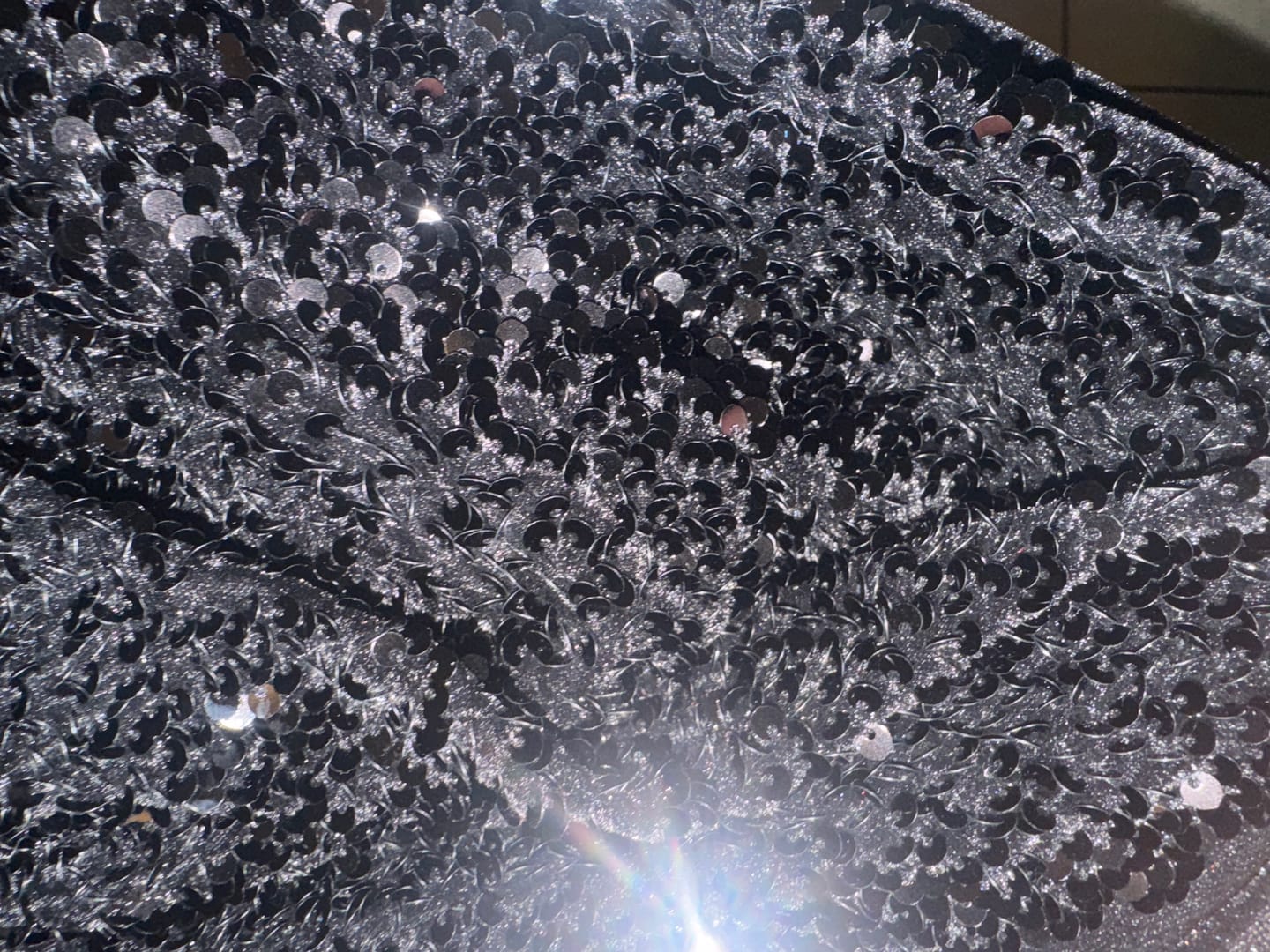 Customer photo review of Black Sequin on Velvet