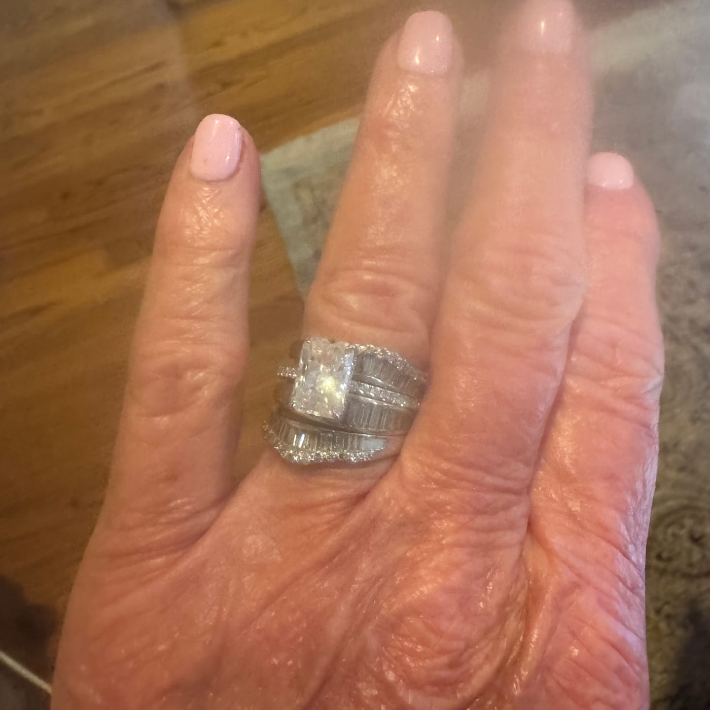 Customer photo review of S925 Moissanite 3.5 Carat Emerald Cut Engagement Ring