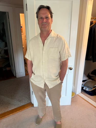 Customer photo review of 1950s Italian Collar Linen Short Sleeve Shirt