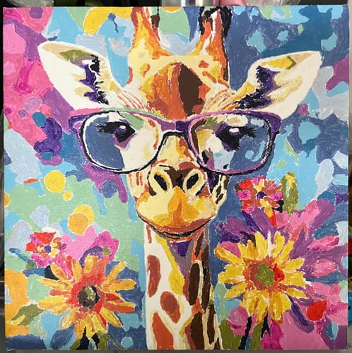 Customer photo review of Mini Malen nach Zahlen mit Rahmen - Coole Giraffe mit Blumen