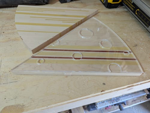 Customer photo review of 14.7x11.5" Swiss Cheese Slice Cheese Board Acrylic Router Template