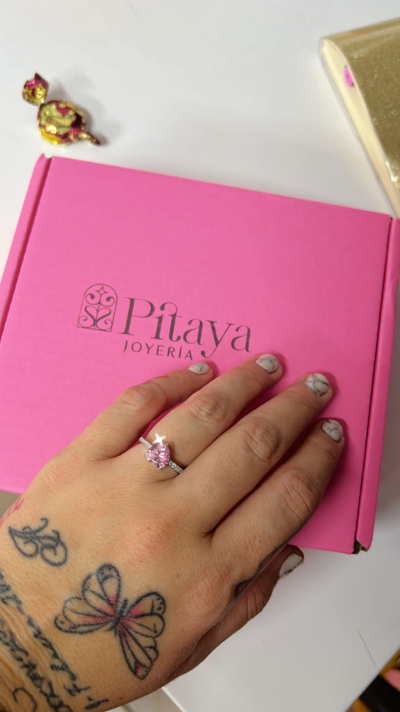Customer photo review of Anillo Promesa Heart Pink Plata 925
