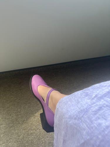Customer photo review of "Disco Flats, Violet"