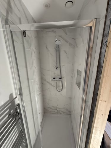 Customer photo review of 900 x 800 Rectangle Stone Shower Tray