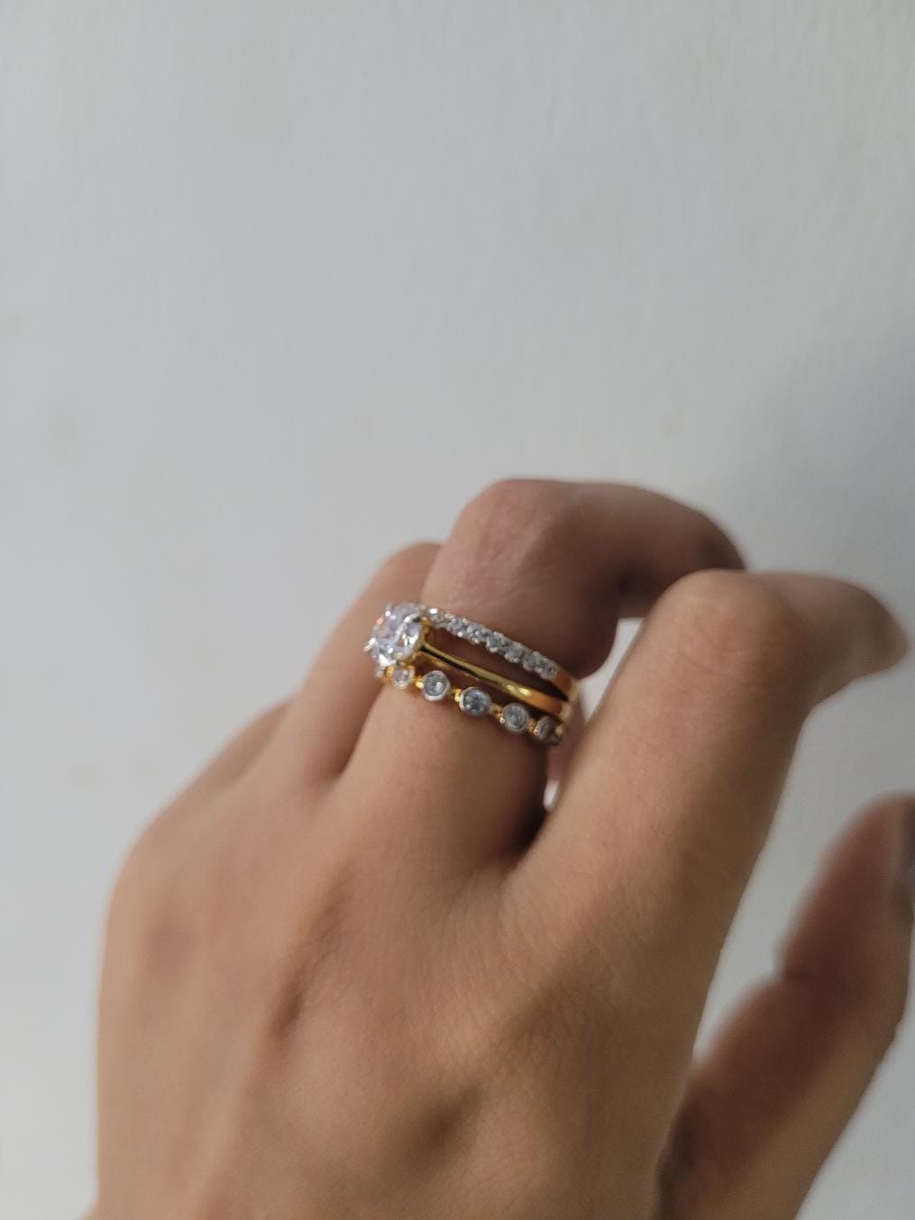 Customer photo review of Adira Stackable Diamond Rings 92.5 Sterling Silver