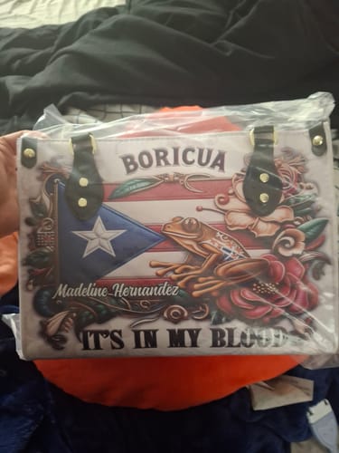Customer photo review of Boricua It's in my blood - Personalized Leather Handbag BOR01B