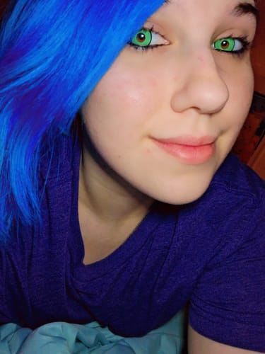 Customer photo review of Cosplay Green Manson Colored Contact Lenses