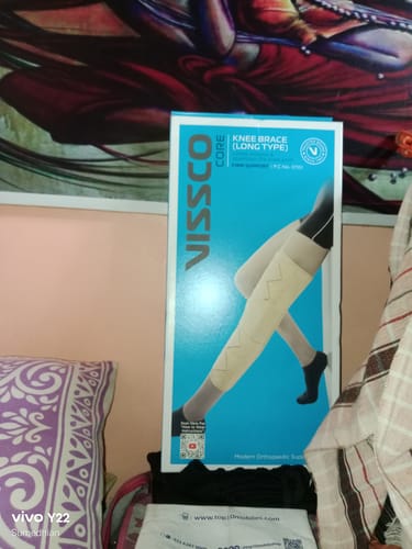 Customer photo review of Knee Brace - Long (19" Brace) | Ideal firm Knee support that limits knee motion & stabilizes the knee with mediolateral metal supports | Color - Beige