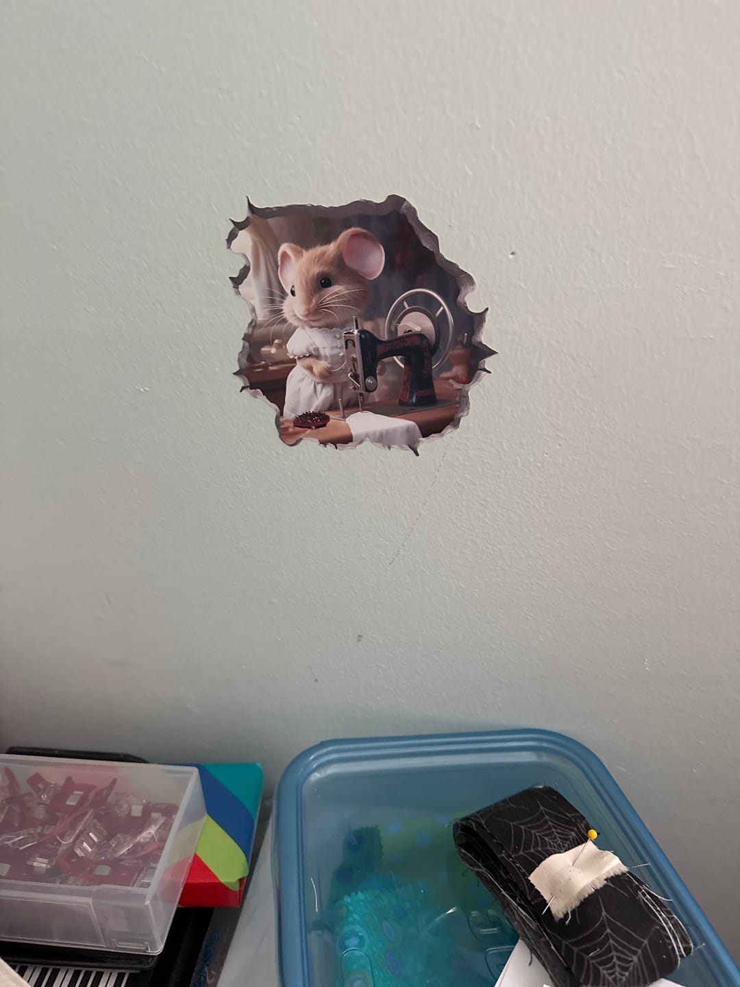 Customer photo review of Seamstress Mouse in Mouse Hole Decal