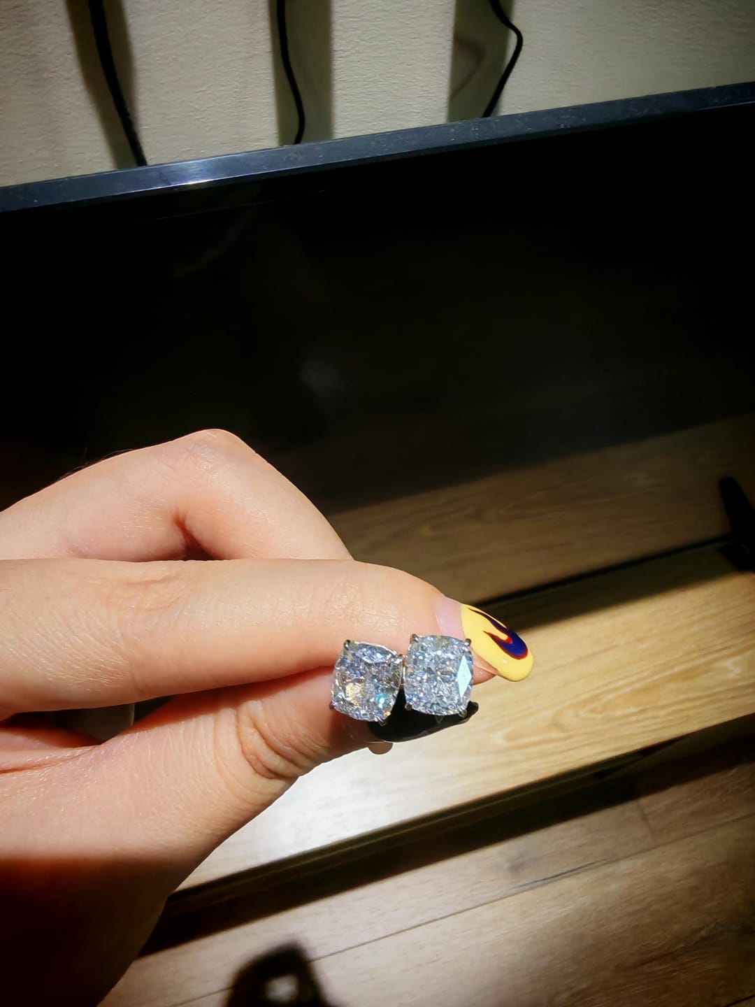 Customer photo review of S925 2.0Ct*2 Classic Cushion Cut Women's Stud Earrings In Sterling Silver For Everyday Wear