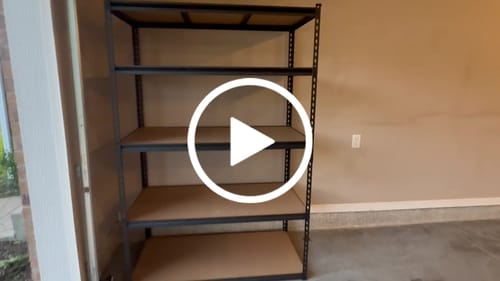 Customer video review of REIBII 48.2"W x 24“D Garage Storage Shelves, 3000LBS Heavy Duty Metal Shelving for Basement Warehouse Commercial