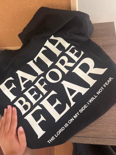 Customer photo review of 'Faith Before Fear' Women’s Oversized T-Shirt