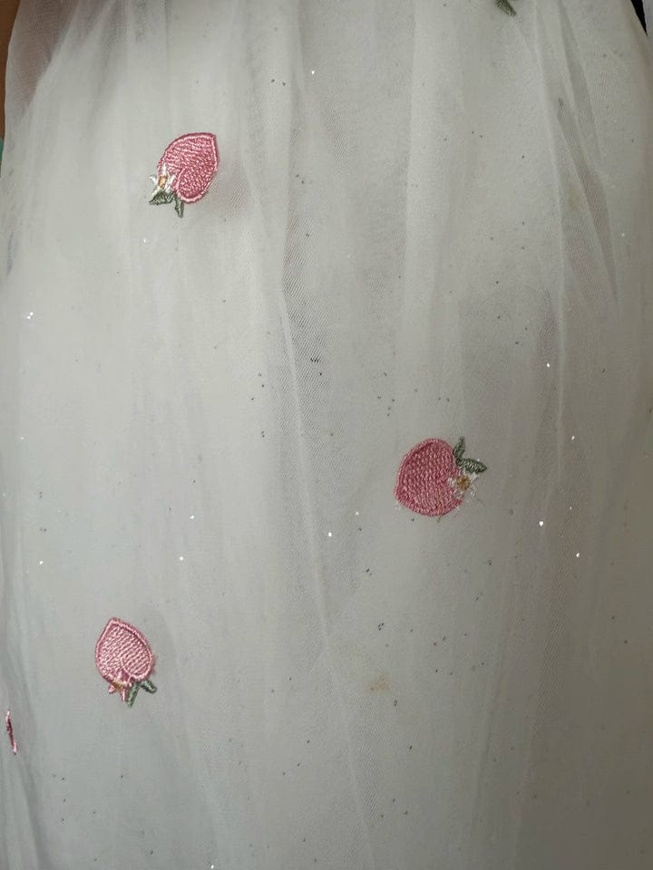 Customer photo review of Dave&Bella Girls Summer Bubble Sleeve Mesh Birthday Dress (free wallet bag)