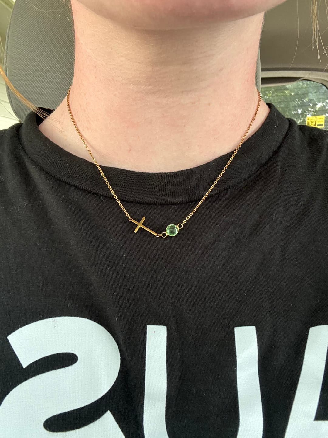 Customer photo review of Cross with Birthstone Necklace