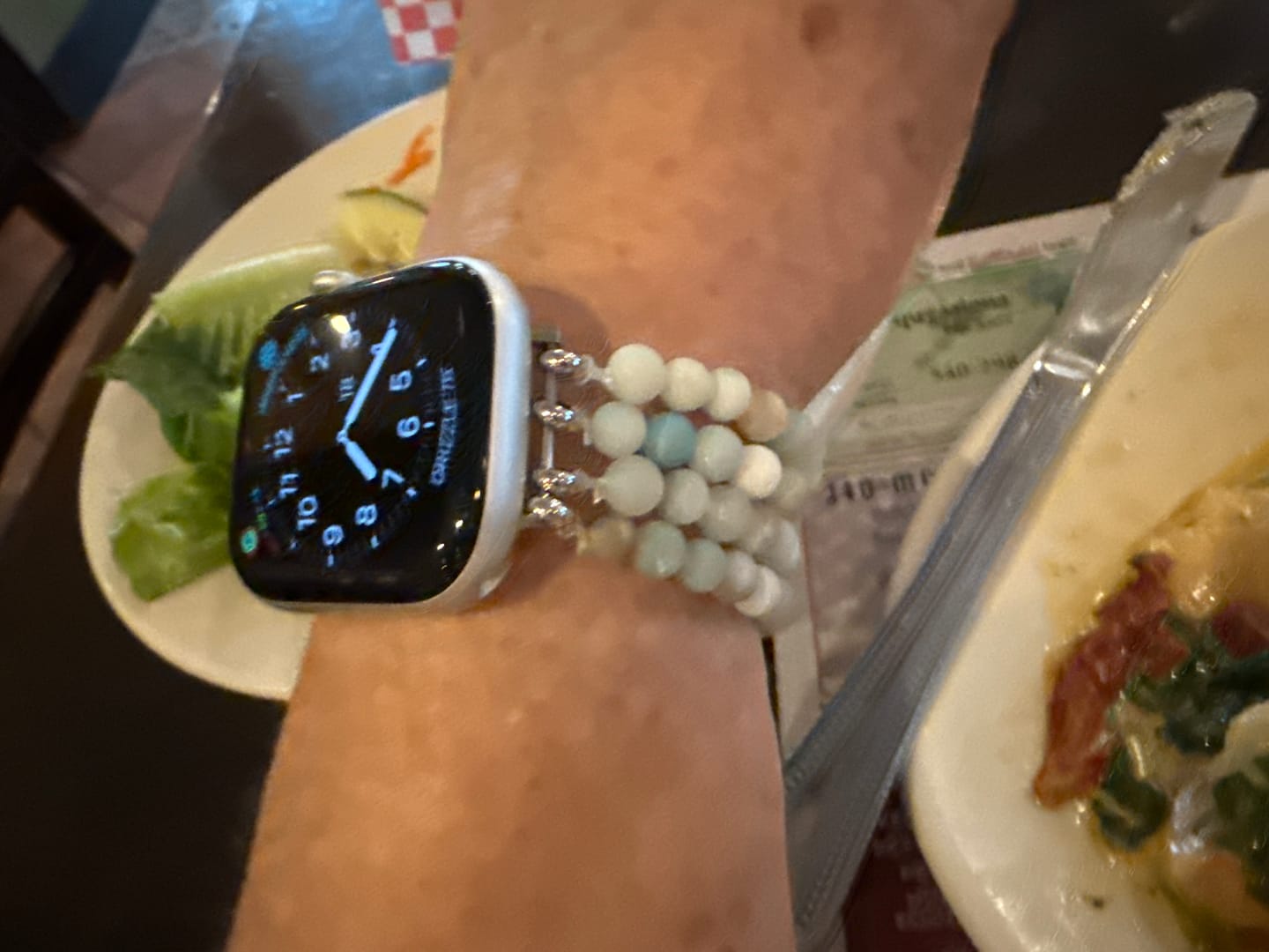 Customer photo review of Amazonite Jasper Stretch Apple Watch Strap