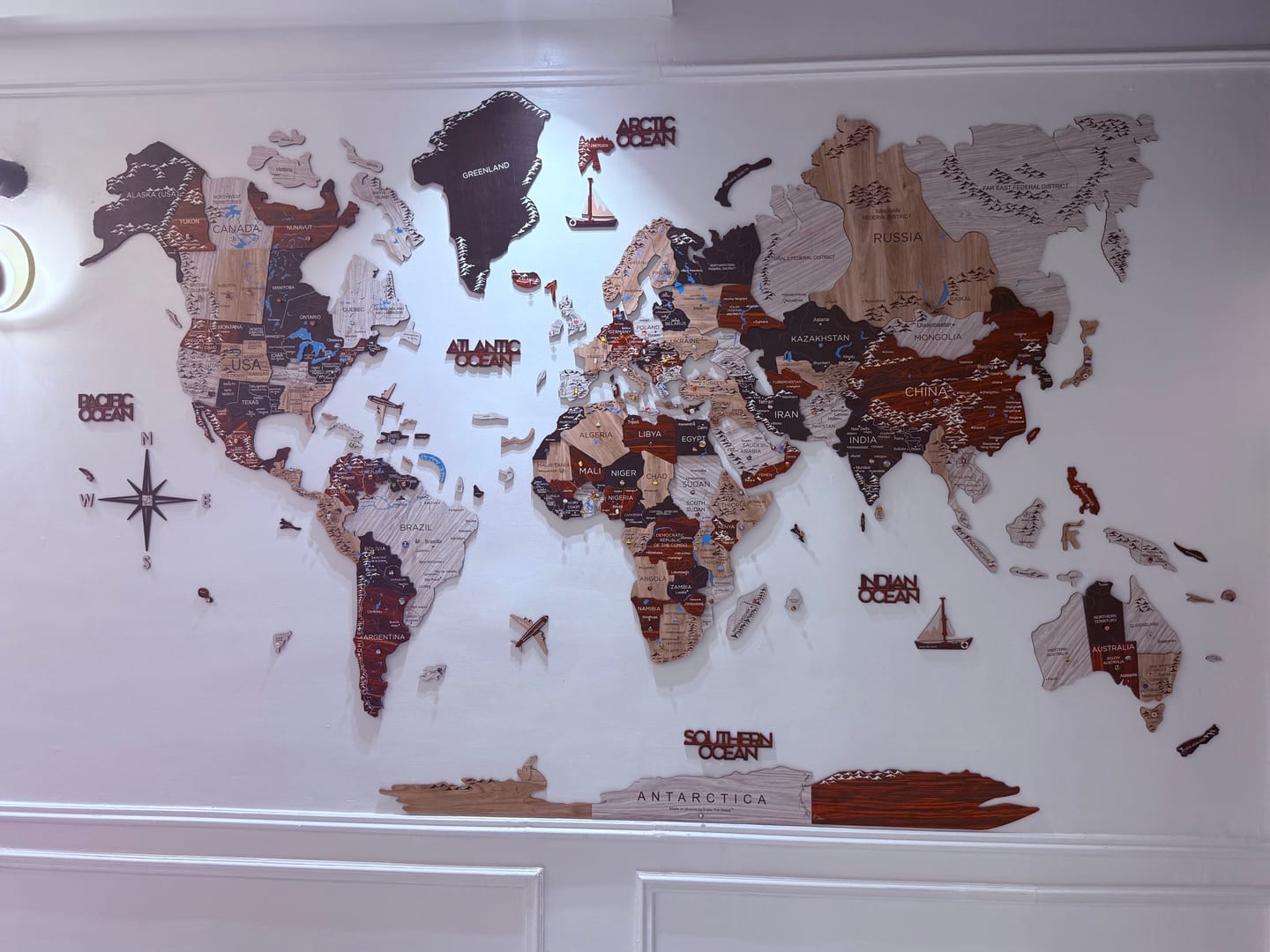 Customer photo review of 3D Wooden World Map Urban