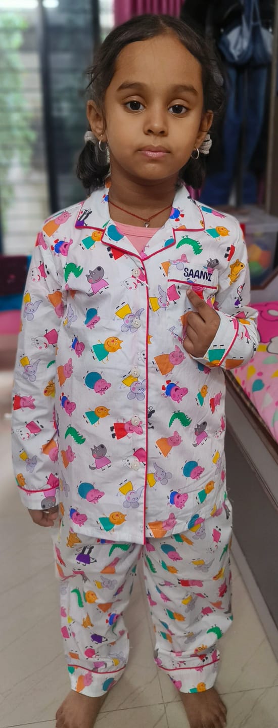 Customer photo review of White Doodle Peppa Pig Night Suit