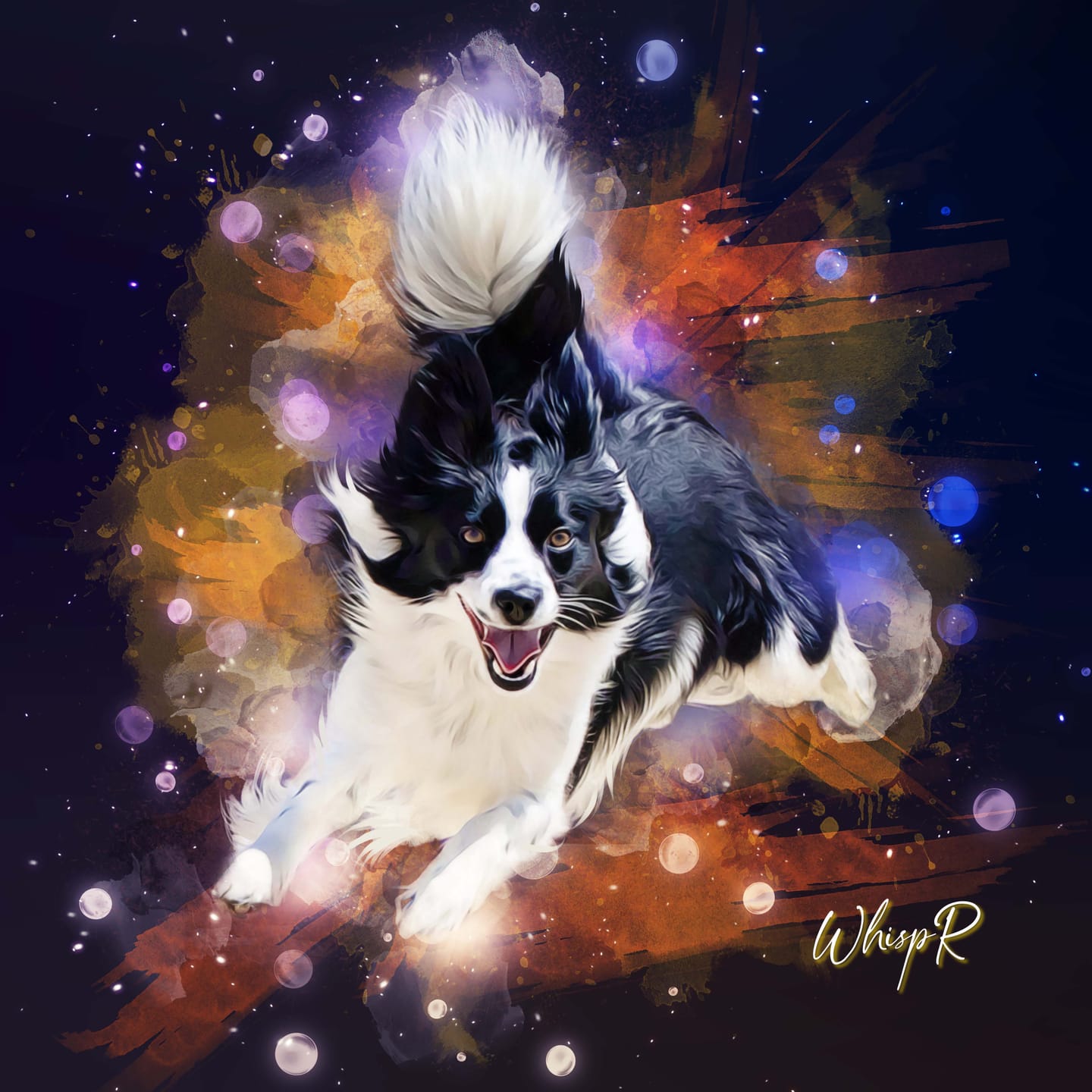 Customer photo review of Custom Neon Watercolor Pet Portrait – Aesthetic Neon Style (AN)
