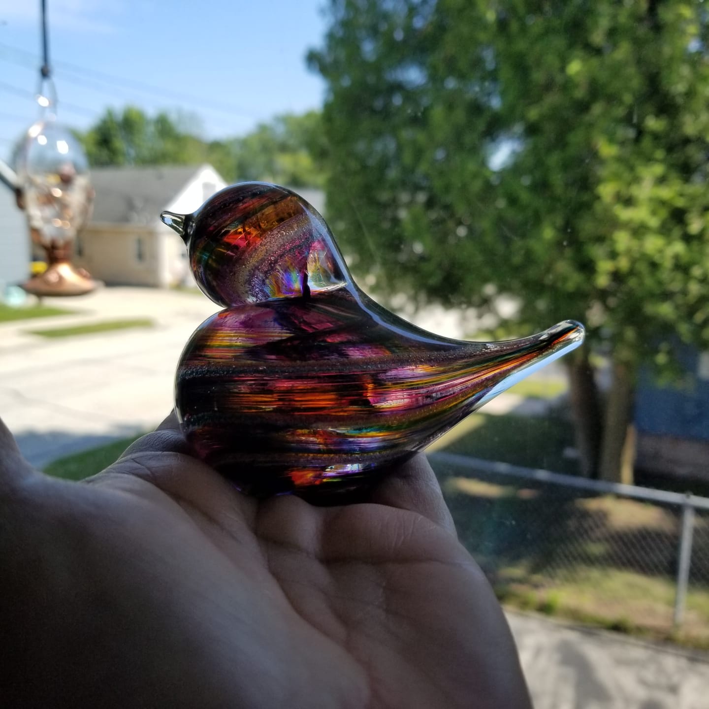 Customer photo review of Colorful Glass Birds with Cremation Ash