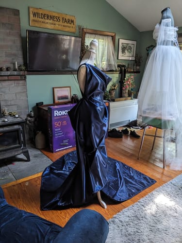 Customer photo review of Navy Blue Liquid Bridal Satin
