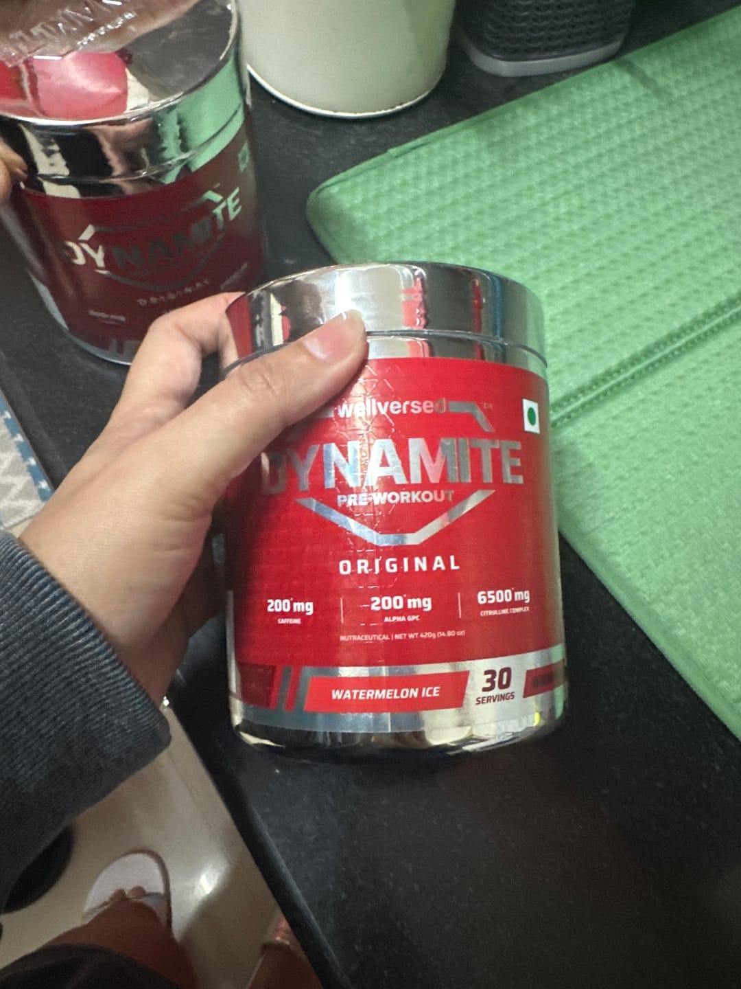 Customer photo review of Dynamite Pre-Workout (420g, 30 Servings) | Watermelon Ice