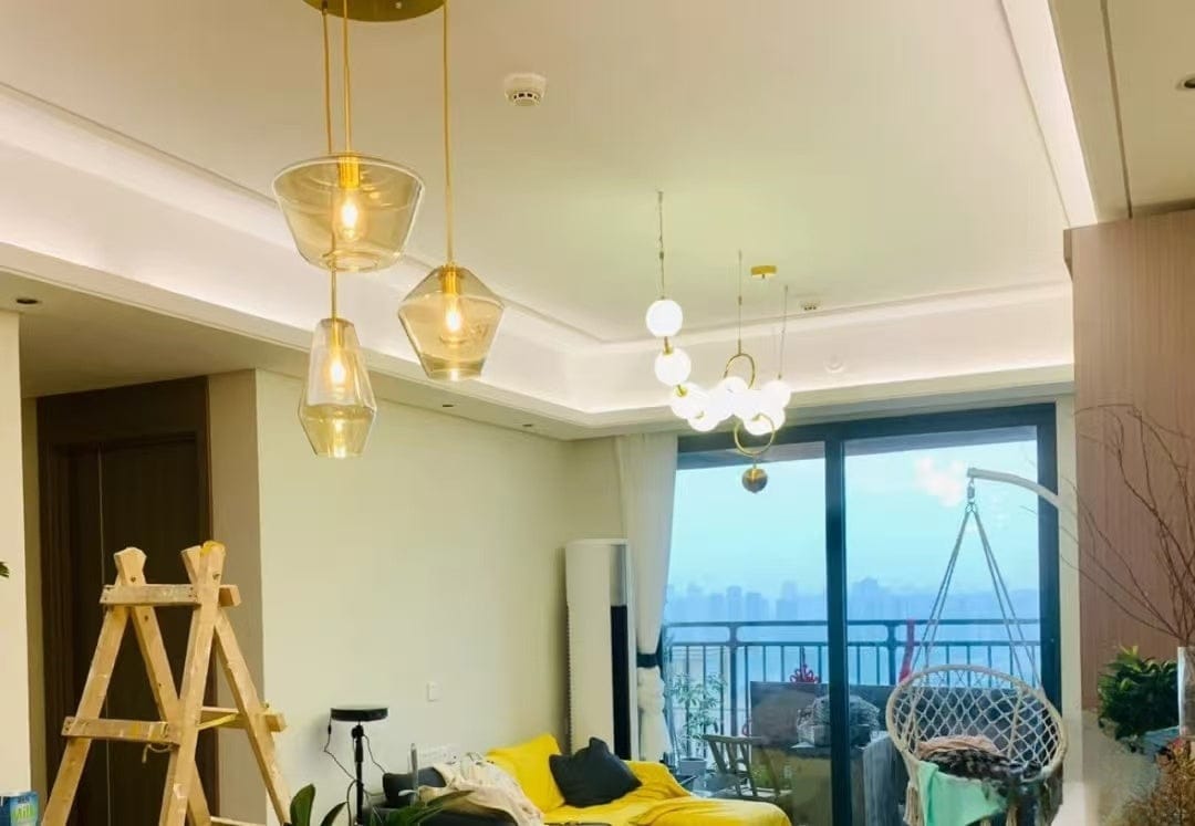 Customer photo review of Modern Minimalist Amber Glass Pendant Light