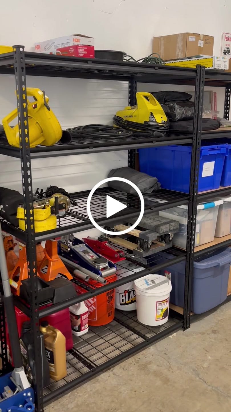 Customer video review of REIBII 48" W Garage Shelving 3000LBS Storage Shelves Heavy Duty Shelving Adjustable Metal Shelf  Rack 5 Tier Pantry Shelving for Warehouse Garage Basement