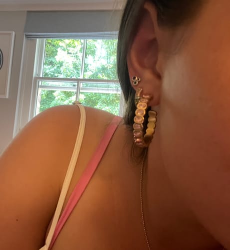 Customer photo review of Sophie Pink Gold Chunky Earrings