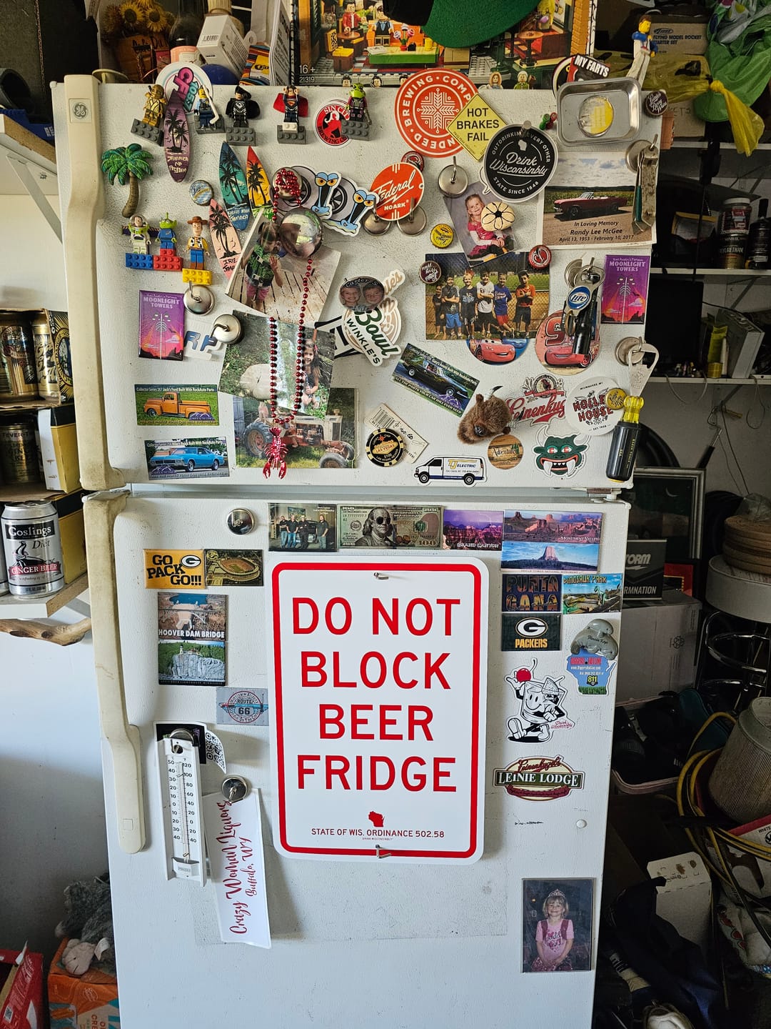 Customer photo review of "Do Not Block Beer Fridge" Street Sign