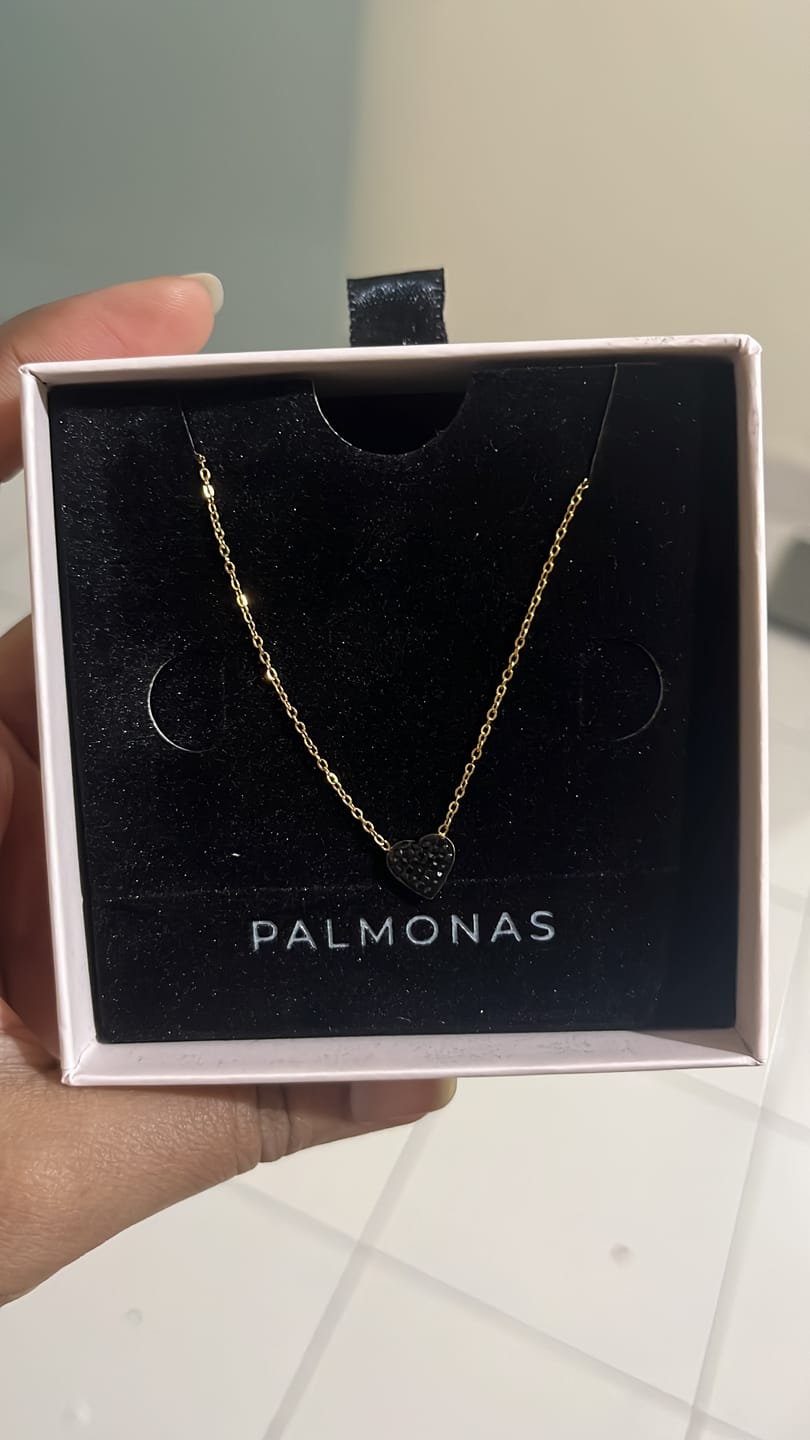 Customer photo review of Medium Black Heart Necklace