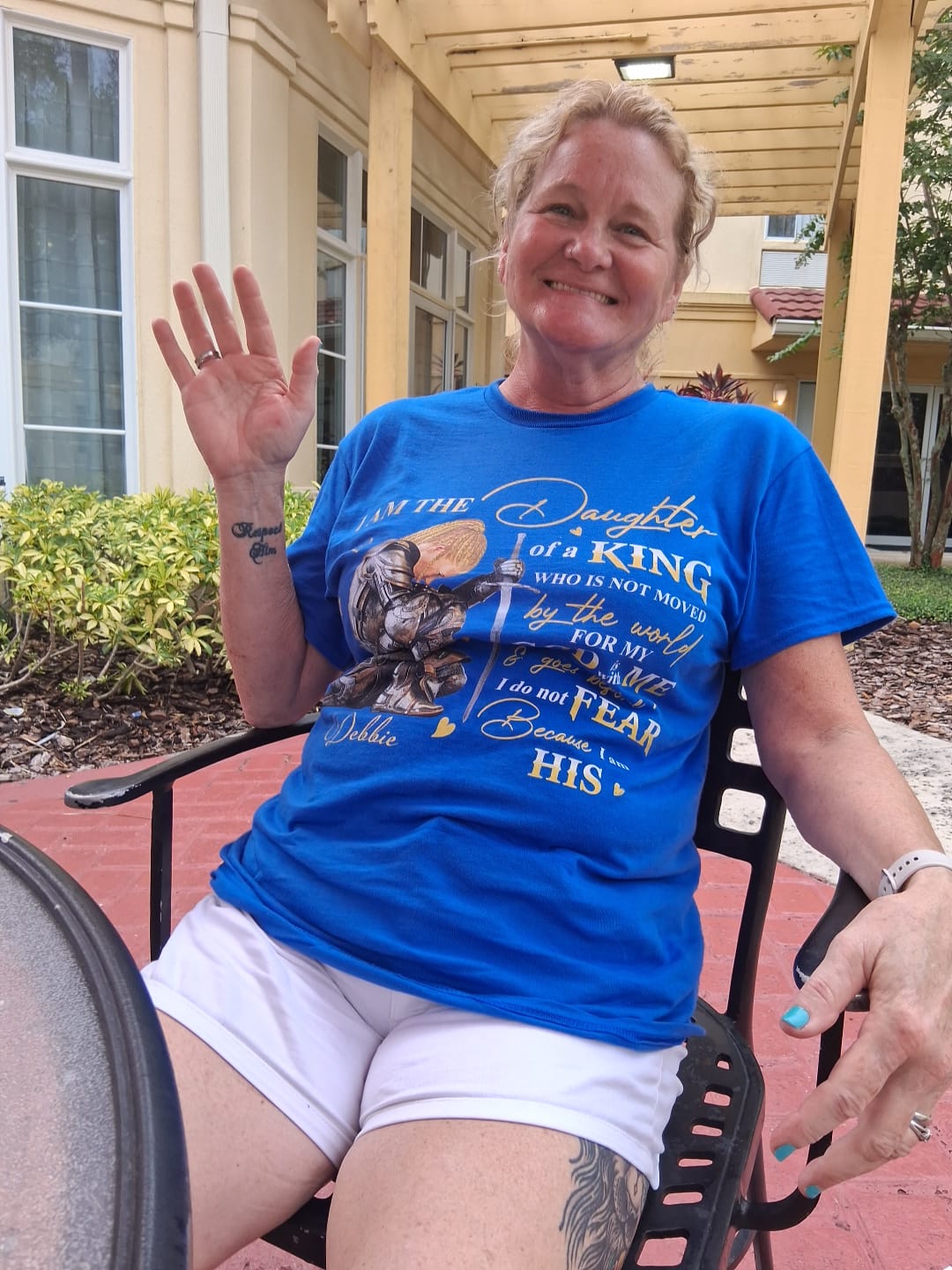 Customer photo review of Personalized God Woman Warrior, I Am The Daughter Of The King, Do Not Fear Because I Am His T-Shirt