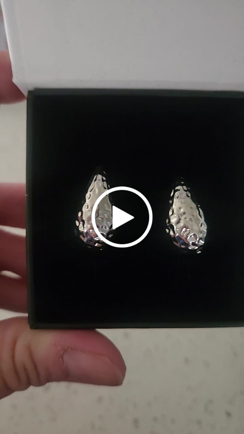 Customer video review of Candice 18k White Gold Plated Teardrop Stud Earrings