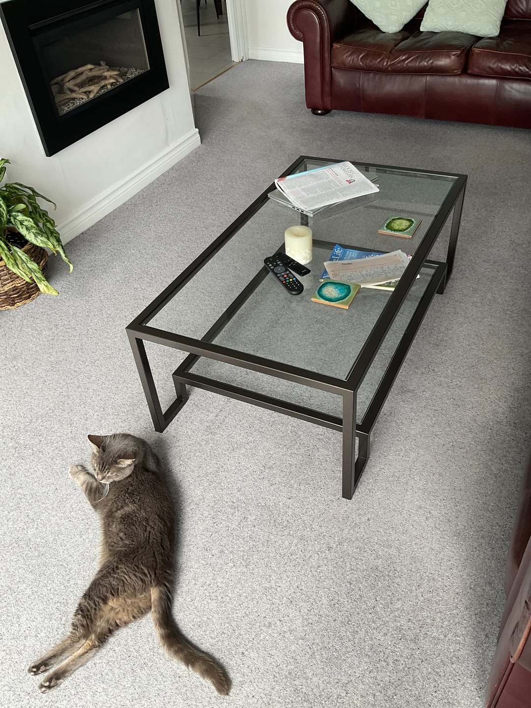 Customer photo review of Hudson Glass Metal Coffee Table - Dark Bronze