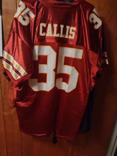 Customer photo review of Custom Burgundy White-Gold Classic Style Mesh Authentic Football Jersey