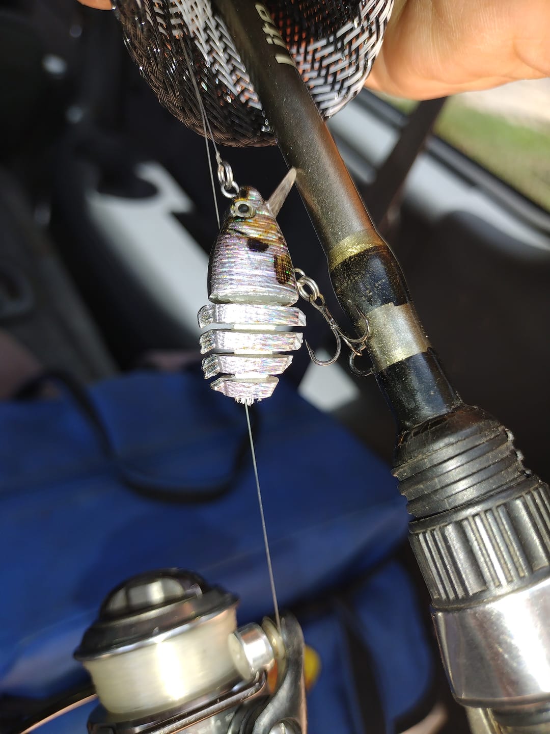 Customer photo review of Swimmax Fishing Lures | Six-Segmented | BKK Hook | Rattling Gurgling | Heavy-Duty Dyneema Fiber | For Bass & Trout & Walleye & Crappie