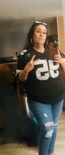 Customer photo review of Custom Black White-Silver Mesh Authentic Football Jersey