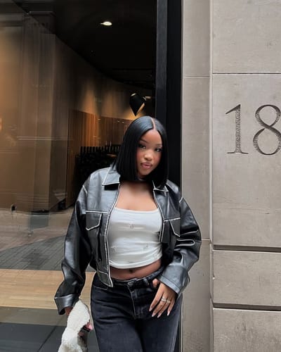Customer photo review of Blunt Cut Glueless Wig 5x5 Swiss HD Pre-Cut Lace Bob Invisible Small Knots