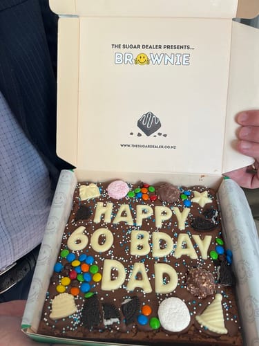 Customer photo review of Custom message birthday brownie