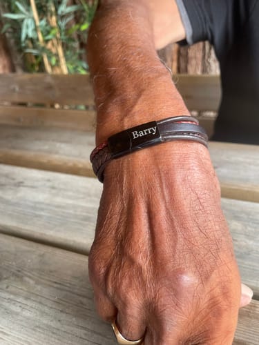 Customer photo review of JWL Men's Bracelet - Leather and Bead Bracelet