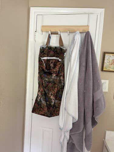 Customer photo review of Large Zipper Hanging Wet Bag, Laundry Bag with Handles